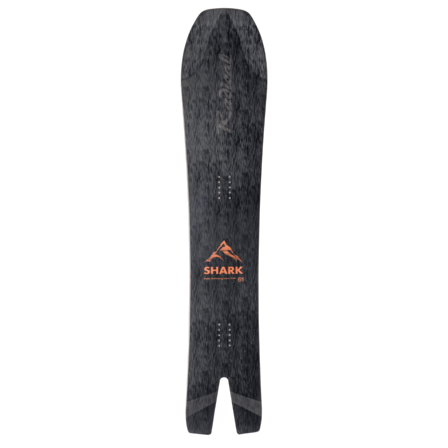Das Radical Shark Snowboard mit Swallow Tail und Spoon Nose.